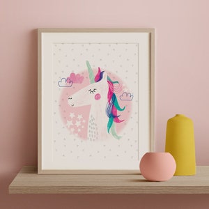 NUEVA impresión de arte unicornio - A4- A3 - Decoración del hogar - Arte de la pared de los niños - Decoración de la habitación de los niños - Impresión de los niños - Impresión del cartel - Impresión del arte - Impresión de la guardería