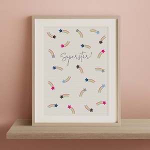 NUEVA impresión de superestrella - A4- A3- Decoración del hogar - Arte de la pared - Decoración de la habitación - Impresión de arte moderno - Impresión para niños - Interiores del hogar - Superestrella - Hogar ideal