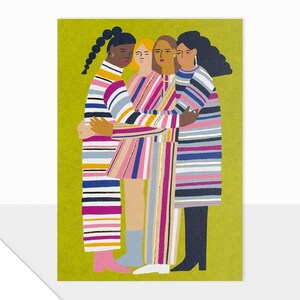 Laura Darrington Design Spectrum Kollektion Blanko Karte Zeitgenössisches Design Modern Grußkarte Gruppe Umarmung Freundschaft Girl Power