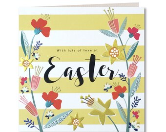 Breton Collection - Happy Easter Card - Floral - Stripes - Laura Darrington Design - BR24