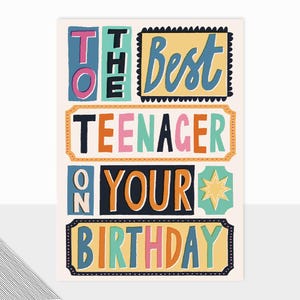 NEUE Laura Darrington Design | Fontfetti Kollektion | Teenager | Teenager Geburtstagskarte | Maßgeschneiderte Umschlag | Beste Teenager | Geburtstag