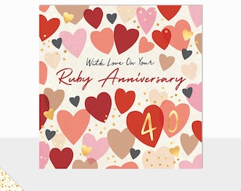NEW Laura Darrington Design | Aurora Collection | Luxury Greetings Card | Ruby Wedding Anniversary | 40 Years Married |