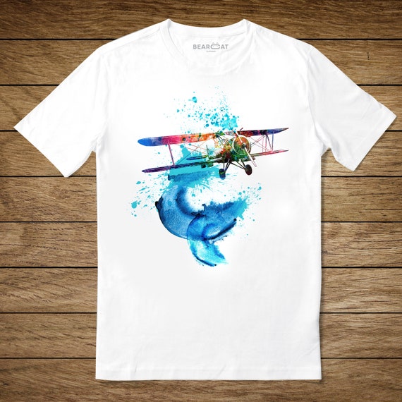 Altes Flugzeug Unisex T Shirt Aquarell Bild Auf Der Etsy