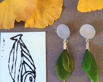 Feather nail disc earring