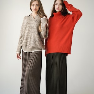 Pleated winter a line wool skirt women 4755 Pleated winter a line wool skirt women 4755