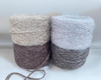 Beige, Brown Sequin Mohair Yarn - Italian Hand Knitting Glitter Kid Mohair 300m/100g per 100g/3,52oz