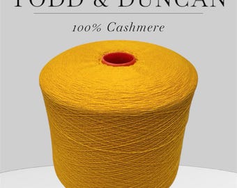 Yellow 100% Cashmere Yarn Todd & Duncan, CASH 100 price per 100g/3.52oz, Cashmere 2/28, Premium Italian Yarn, Yarn on Cone, 1400m/100g