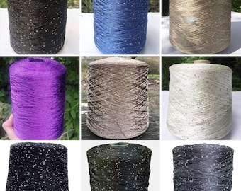 Viscose Micro sequins 2mm yarn thread luxury decorative shiny sparkly knitting yarn, crochet knit additional thread 100g 0,22lbs skein