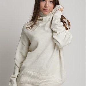 Luxurious Oversized Cashmere & Merino Wool Sweater - Cozy Turtleneck Pullover for Women