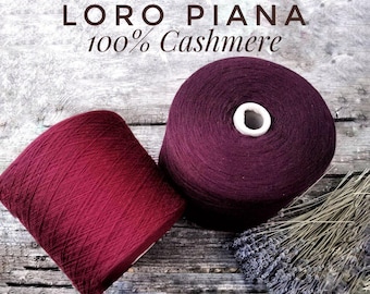 Burgundy, Cherry 100% Cashmere Yarn Loro Piana, CASH 100 price per 100g/3.52oz, Cashmere 2/27, Premium Italian Yarn on Cone, 1350m/100g