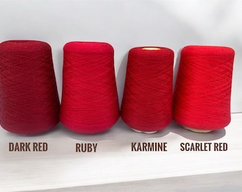 Red 100% Merino Wool Extrafine Yarn on Cone, Italian Merino Wool yarn, Machine knit yarn, Weaving and Crochet yarn