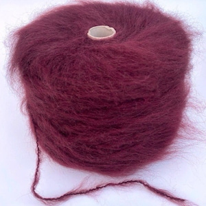 Soft Burgundy Italy Mohair Yarn on Cone, 180m/196yd Yarn per 100g/3.5oz, Mohair Italy Yarn, Crochet, Hand knitting Italian Mohair yarn