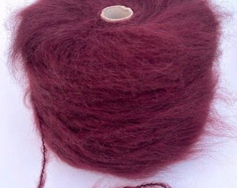 Soft Burgundy Italy Mohair Yarn on Cone, 180m/196yd Yarn per 100g/3.5oz, Mohair Italy Yarn, Crochet, Hand knitting Italian Mohair yarn