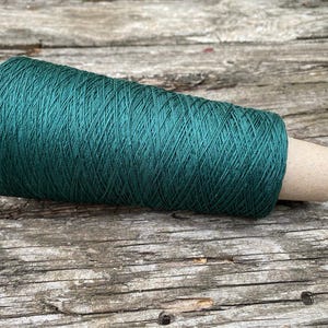 Mercerized Dark Green Cotton Italian yarn on cone per 100g/3,52oz, Crochet yarn, Hand knitting yarn, Craft Weave Yarn, Summer yarn