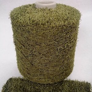 Olive Black Terracotta LINEAPIU cotton fur grass italy yarn on cone, crochet yarn, hand knitting yarn, machine knitting yarn, grass yarn