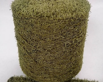 Olive Black Terracotta LINEAPIU cotton fur grass italy yarn on cone, crochet yarn, hand knitting yarn, machine knitting yarn, grass yarn