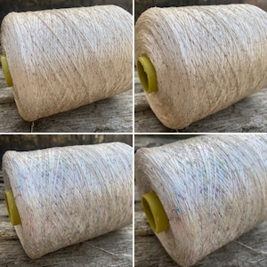 Melk, witte viscose micro-pailletten 2 mm garen, luxe decoratief glanzend sprankelend breigaren, haakgebreid extra draad 100 g / 3,5 oz streng