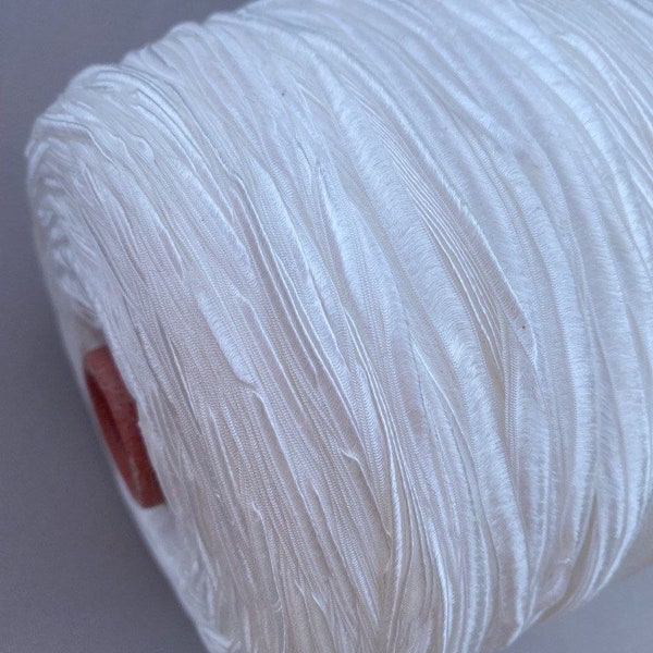 White Cotton Silk Ribbon Italy yarn per 100g/3,52oz 260 yards Lengh, hand knitting yarn, White Italian ribbon yarn