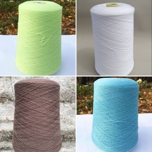 White Lime Merino Wool & Elastane Extrafine Yarn on Cone, per 100g/3,52oz Italian Wool yarn, Machine knitting yarn, Weaving and Crochet yarn