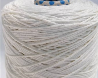Natural White cotton lase yarn 120 yd per 100g/3,52oz, summer off white cotton yarn, hand knitting yarn, weaving cotton yarn, crochet yarn