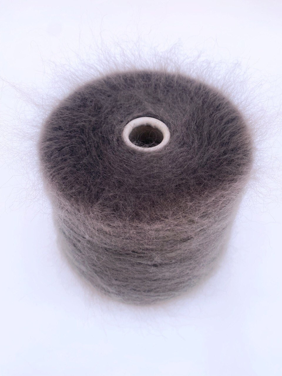 Soft Khaki Italian Kid Mohair Fluffy Yarn on Cone per 420g / 0.92lb