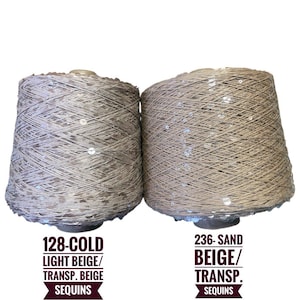 Royal Double Sequins cotton yarn per 50g/0,11lb, Sequins yarn 6mm/3mm thread luxury decorative yarn, shiny yarn, sparkly knitting lace yarn image 5