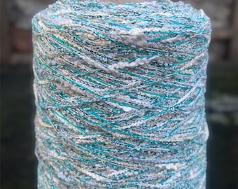 Mint Fancy Boucle Cotton Viscose Multicolor Italy yarn per 100g/3,52oz, crochet yarn, hand knitting yarn, weaving yarn, Italian yarn on cone