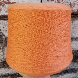 Orange Ivory 100% Merino Wool Extrafine Yarn on Cone, per 100g/3,52oz Merino Wool Machine knit yarn, Weaving and Crochet Italian Merino wool