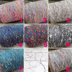 Multicolor Fantasy Boucle Cotton Viscose Italy yarn, Colorful summer yarn, Weaving yarn 1 lb, crochet yarn, hand knit machine knitting yarn