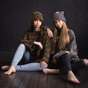 Women&#39;s Designer Boho cashmere&merino hat, Knitted colorful hat, Hat for Women