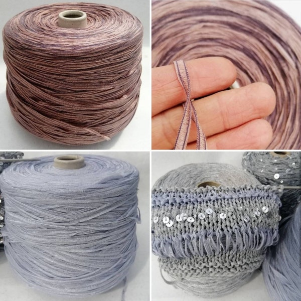 FASHION MILL Cotton Silk Сappuccino, Pearl Ribbon Italy yarn on cone, crochet yarn, hand knitting yarn, macrame yarn,  Italian ribbon yarn