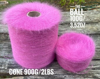 Magenta Super Kid Mohair Aurora Italian Yarn on Cone 1000m/1093yd per 100g/3,52oz, 67% Kid Mohair Machine knitting, Hand knitting yarn