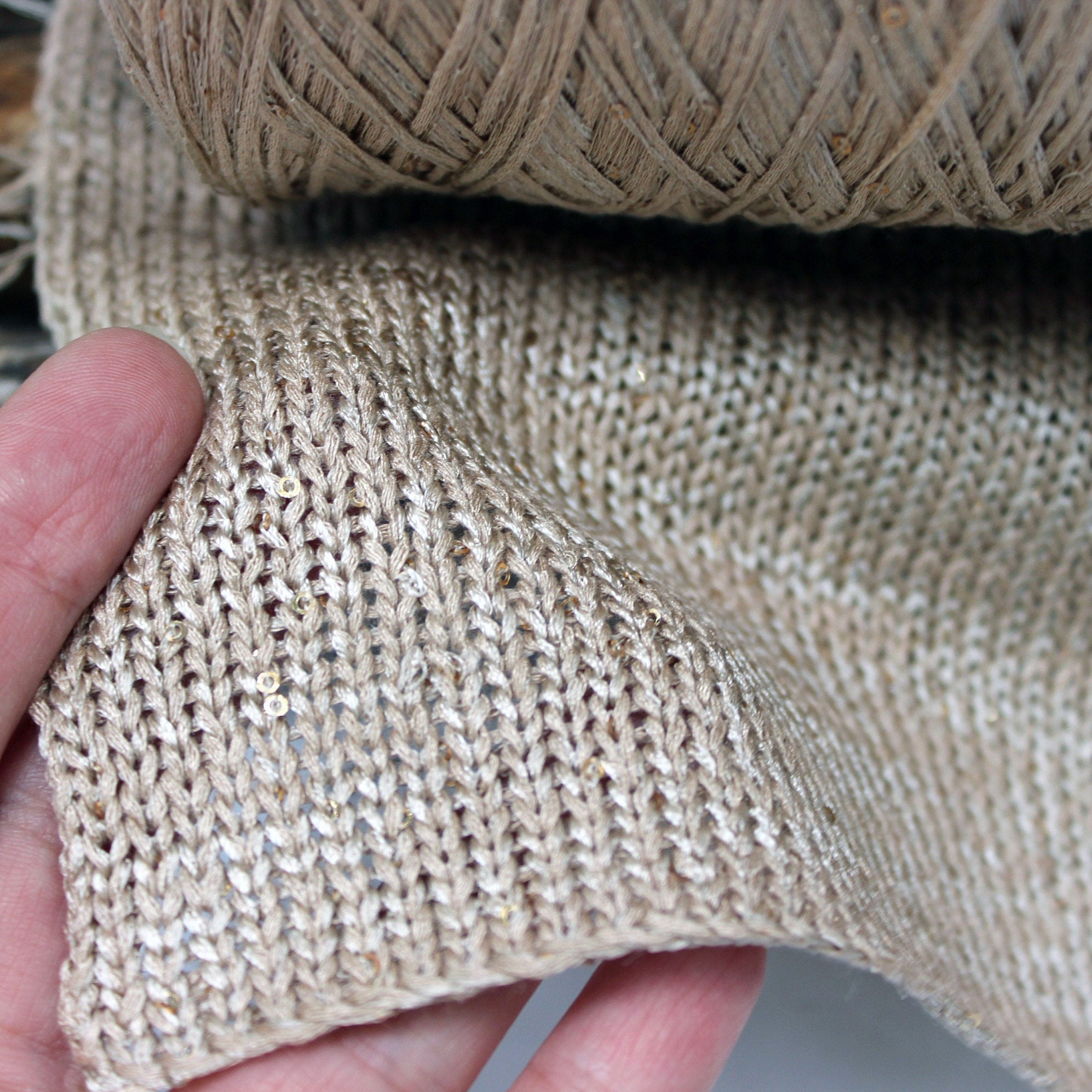 Cotton Viscose Ribbon Italy yarn with sequins 2mm on cone Etsy