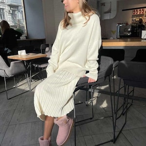 Women&#39;s  Merino Wool Sweater Oversized, Natural Wool Jumper, Woman Pure Wool Pullover, Loose Knit Jumper, Cozy Boho Sweater Oversized