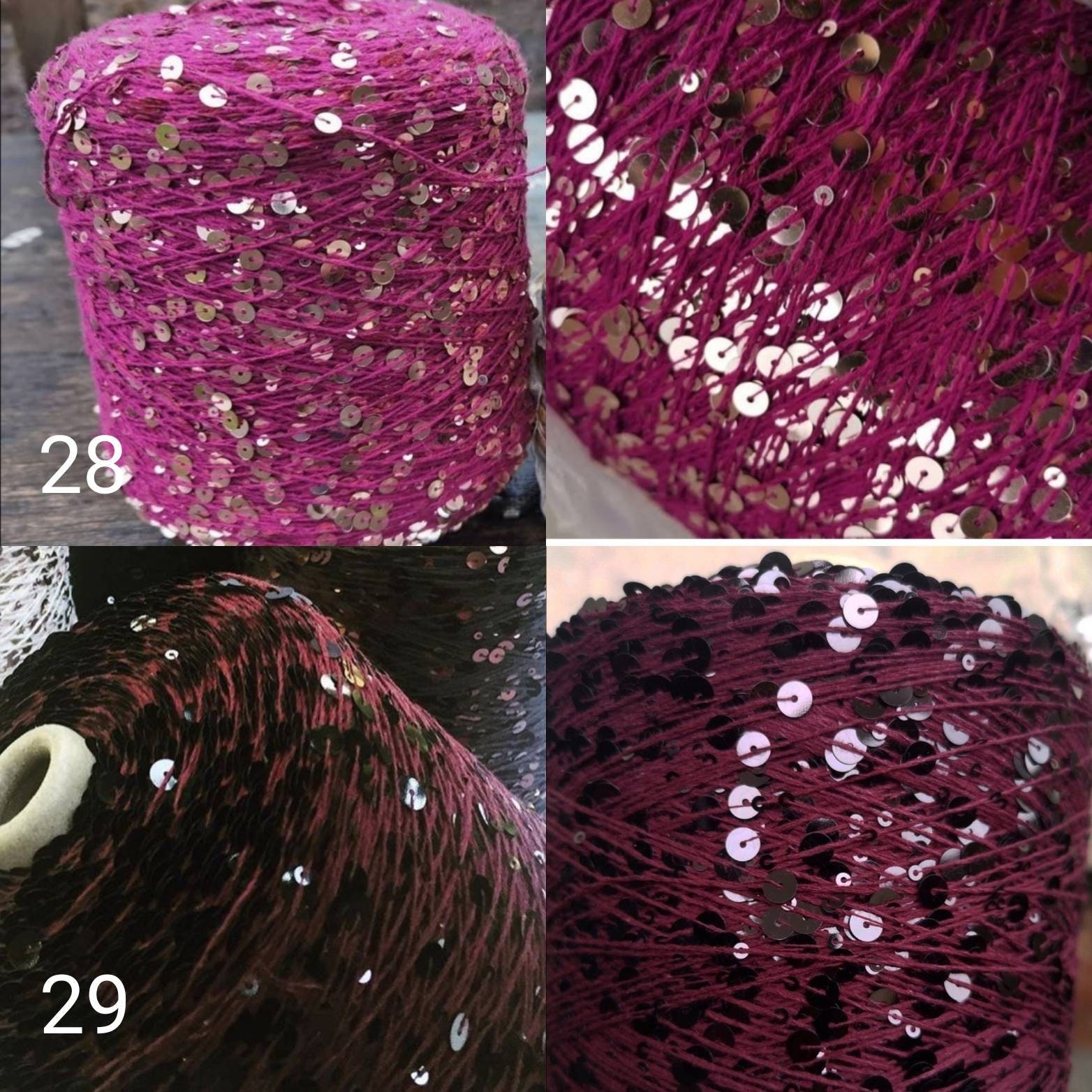2PLY YARN 4 COLOURS Beefeater SEQUINS 