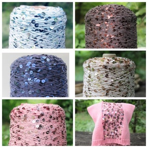 Double Sequins Cotton Yarn, 6mm/3mm Thread Luxury Decorative Shiny Sparkly Knitting Sequins Yarn