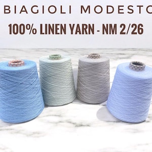 100% Linen Premium Italian Yarn BIAGIOLI MODESTO, High quality linen lace yarn, Available in Balls and on Cones 1300m/100g (1422y/3.52oz)