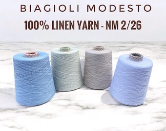 100%リネンプレミアムイタリア糸 BIAGIOLI MODESTO、高品質のリネンレース糸、ボール糸とコーン糸で入手可能 1300 m/100g (1422y/3.52oz)