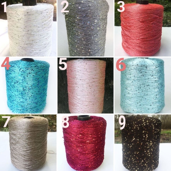 Micro sequins 2mm 3mm yarn thread luxury decorative shiny sparkly knitting paillettes yarn crochet knit additional thread 100g 0,22lbs skein