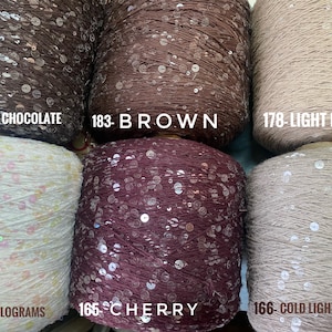 Royal Double Sequins cotton yarn per 50g/0,11lb, Sequins yarn 6mm/3mm thread luxury decorative yarn, shiny yarn, sparkly knitting lace yarn