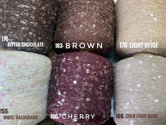 Royal Double Sequins cotton yarn per 50g/0,11lb, Sequins yarn 6mm/3mm thread luxury decorative yarn, shiny yarn, sparkly knitting lace yarn
