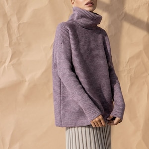 Oversized wollen coltrui voor dames: gezellige boho geribbelde trui voor de winter