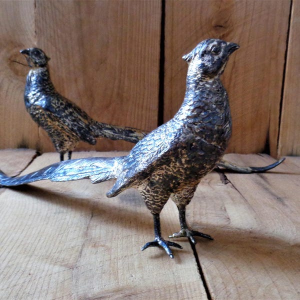 Vintage Pheasant Figurines Shabby Chic Pheasants