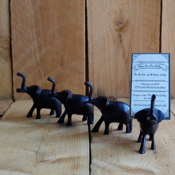 Vintage Elaphants Set of 4 Elephant Place Card Holders