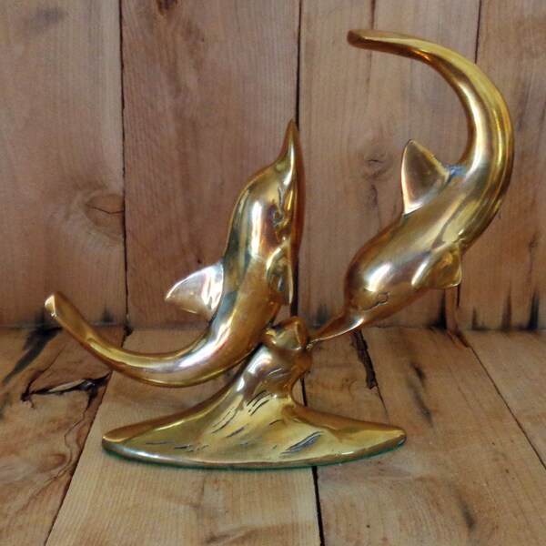 Vintage Brass Dolphins Nautical Decor Ocean