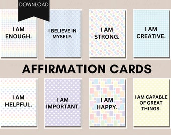 Tarjetas de Afirmaciones Arcoíris, Tarjetas de Afirmaciones Imprimibles, Tarjetas de Afirmaciones Positivas para Niños, Citas de Afirmaciones Imprimibles, Tarjeta Motivacional