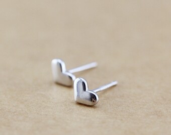 sterling silver heart stud earrings, heart earrings, tiny heart stud earrings, tiny heart earrings, little heart stud earrings, little heart