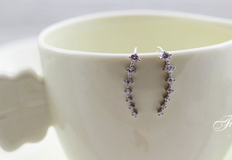sterling silver rhinestone ear climbers,rhinestone ear cuff,rhinestone earrings,bridal earrings,bridesmaid earrings,wedding earrings,holiday