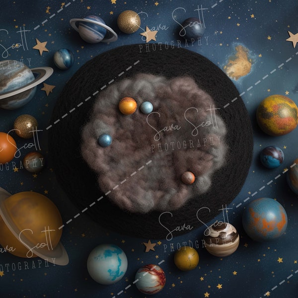 Newborn Digital Backdrop Planets in Outer Space