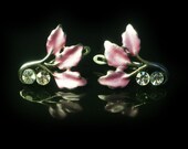 Flower earrings, silver tone Rhinestone Bridal Earrings, Retro Soviet jewelry, gift for sister